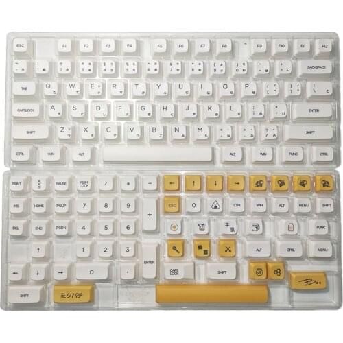 140Pcs PBT Dye-Sub Keycaps QX1 Profile For 61/64/87/96/104 Keys GH60 RK61 Matrix Joke Custom Keyboard Japanese / English Radical