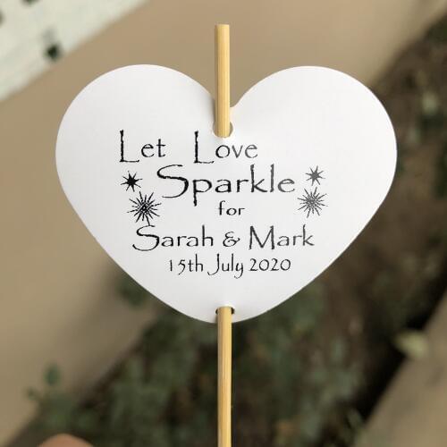 30 Personalised Heart Sparkler Tags Let Love Sparkle Wedding party funny decoration