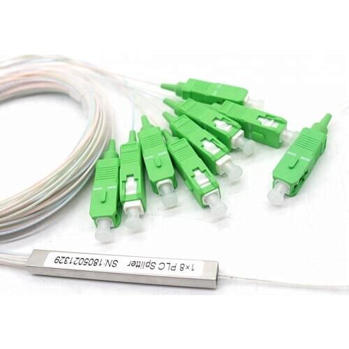 30 PCS/Lot PLC Optical Splitter SC APC 1X8 FTTH Fiber Optic Splitter FBT Optical Coupler Singlemode Simplex Steel Pipe
