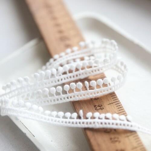 5 Meters/lot White 100% Cotton Pompom Lace Trim Ribbon For Craft DIY Wedding Decoration Sewing On Cloth Accessory