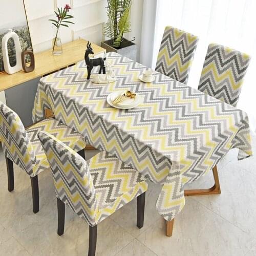 5 Pcs/Set Nordic Style Water Ripple Leaf Printed Tablecloth And Chair Cover Set, Simple And Modern, Soft And Waterproof