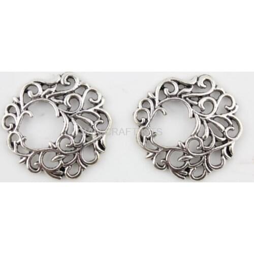 50pcs large Floral Filigree Scroll Flower antique silver Metal zinc Alloy Destash flower pendant, charm, drops for diy 40mm