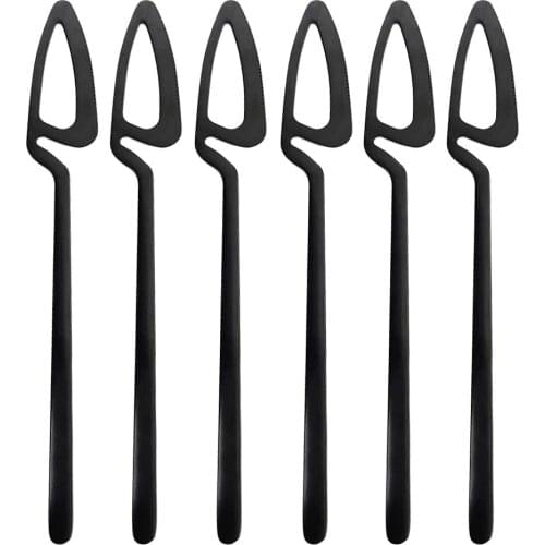 6pcs Black Dinner Knife tableware Table Decor Kitchen Matte Spoon Flatware Fork Dinnerware Cutlery Desserts Soup Coffee Use