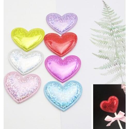 10PCS PU Leather Heart Ball Padded Appliques For clothes DIY Baby Hair Clip headwear Decor Ornament Accessories