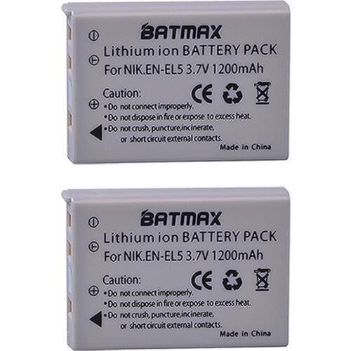 Batmax 2Pcs EN-EL5 EN EL5 ENEL5 Rechargeable Battery for NIKON Coolpix P530 P520 P510 P100 P500 P5100 P5000 P6000 P90 P80 Camera