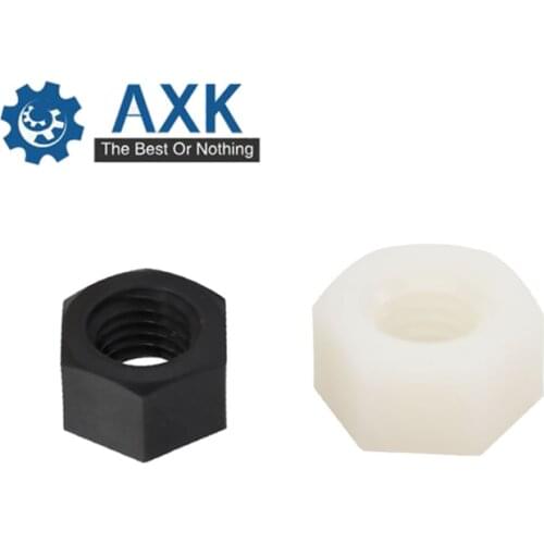 Free Shipping DIN934 200pcs M2 M2.5 M3 M4 M5 M6 M8 White or Black Nylon Hex Nut Hexagon Plastic Hex Nuts