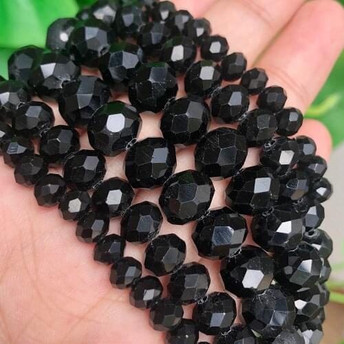 Wholesale 4/6/8/10/12mm Austria Black Crystal Beads Jewelry Faceted Crafts Loose Spacer Beads For Needlework Jewelry Making