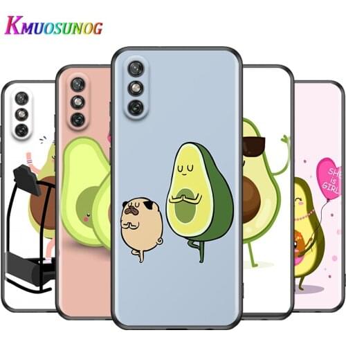 Cute Cartoon Avocado for Huawei Y7 6P 6S 8S 9A 8P 7A 5P 7P 7 6 5 Prime Pro Lite 2020 2019 2018 Black Phone Case