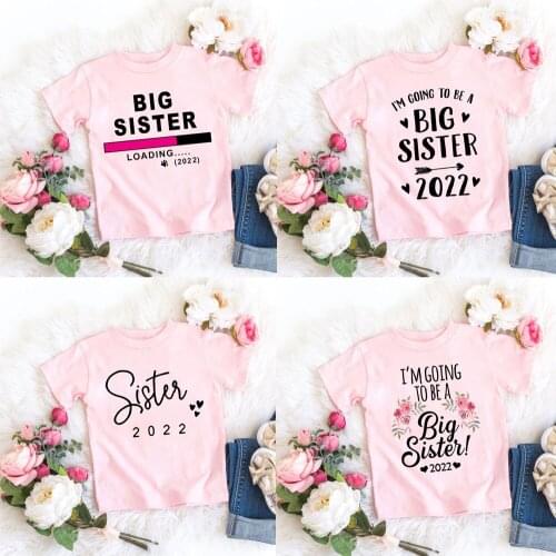 Kids Tshirt Summer Fashion Children Tshirt Short Sleeve White T Shirt Tops Promoted To Big Sister 2022 Letter Print Kids Clothes