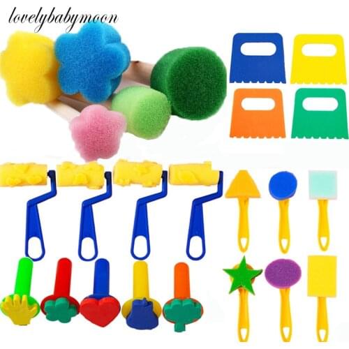 Kids Toddler Sponge Stamp Brush Kits Flower Drawing Toys for Children Paint Educational Art and Craft Creativity Boys Girls