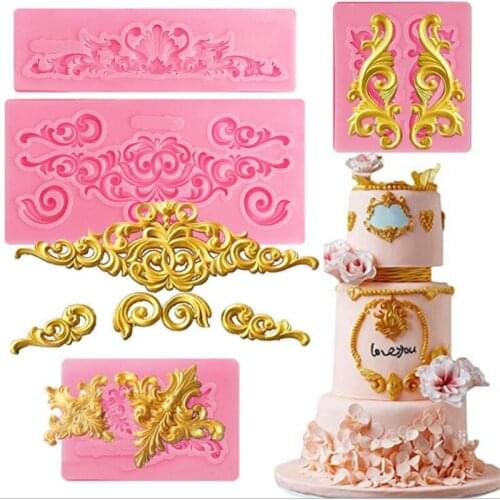 DIY Sugar Craft Cake Vintage Relief Border Silicone Mold Fondant Moulds Cake Decorating Tools Gum Paste Baking Molds