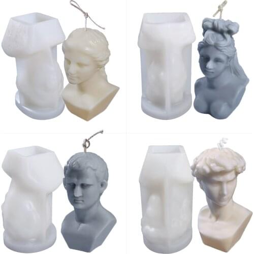 Gypsum David Statue Candle Mold Wax Figurine Casting Mould Handcrafted Silicone Molds For Home Decorations Epoxy Crafts