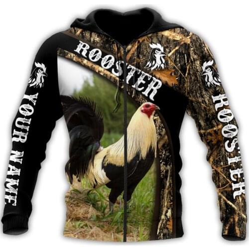 3D Printed Autumn Men Zip Hoodie Custom Name Love Rooster Unisex Casual Pullover Streetwear Hoodies Sudadera Hombre DW0818