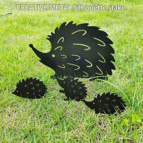 Creative Metal Garden Hedgehog Mother And Child Silhouette Stake Cute Decorative Animal Shadow For Yard Decoration Pile Dropship