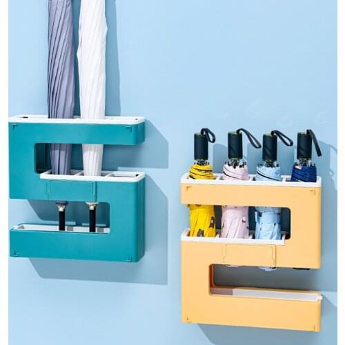 Creative Portable Plastic Umbrella Storage Rack Wall Mounted Self-Adhesive Umbrella Standing Holder Rain Gear Organizer Shelves