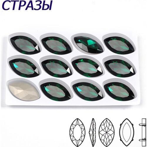 CTPA3bI Giltter Emerald Color Crystals Pointback Sew On stones With Gold/Silver Claw Rhinestones DIY Wedding Dress Accessories