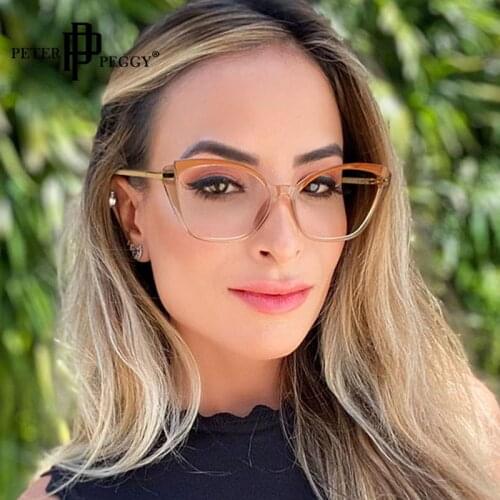 Fashion Cat Eye Glasses Frames Sexy Women Red Metal Frame Glasses Optical Fashion Anti Blue Computer Eyeglasses