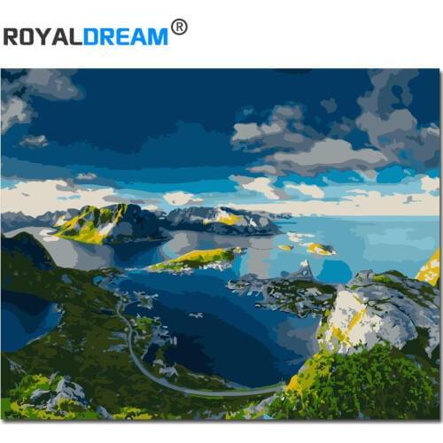 ROYALDREAM Landscape DIY Painting By Numbers Kit Paint On Canvas Painting Calligraphy For Home Décor