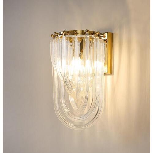 Light luxury style living room bedroom background wall lamp postmodern design creative crystal curved pipe corridor aisle wall