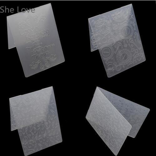 Chzimade Plastic Embossing Folder For Scrapbook Theme Stencil Music Key Clock Love DIY Album Paper Card Template
