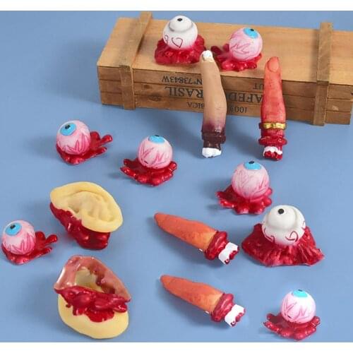 Halloween Scary Party Scene Props Fake Bloody Finger Eyeball Broken Ears Artificial Prosthesis Haunted House Halloween Decor