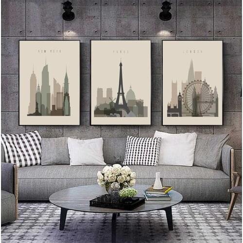 Retro Posters Paris London New York Wall Art Prints Watercolor Canvas Paintings Vintage Pictures Home Bedroom Decoration