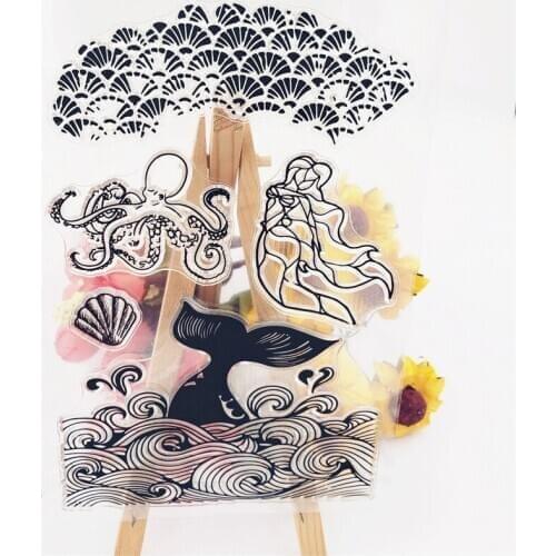 Ocean Goddess Clear Stamp Rubber Transparent Silicone Seal for DIY Scrapbooking Photo Album Decorative Stamp Crafts