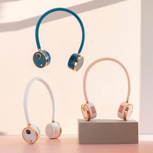 LED Display Neck Fan 2000mAh Battery Rechargeable Summer Cooling Fan New Fashion Sport Neck Handing Air Fan