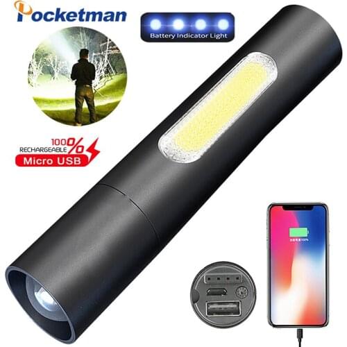 Pocketman Led Flashlight Outdoor Household USB Rechargeable Torch Lanterna Ultra-Bright Long-range Power Bank Hand Lamp Light