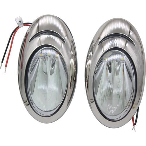 1 Pair LED Marine Boat White Light Stainless Steel Hull Side Surface Mount Docking Back Up Light 12V DC ITC Marine Accessories