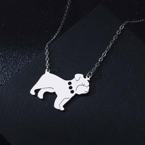 Todorova English Bulldog Pug Dog Pendant Necklace For Women Girls Gift Animal Pets Jewelry Stainless Steel Necklace
