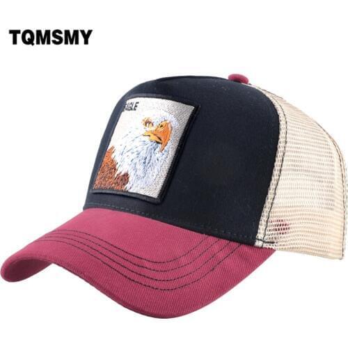 TQMSMY Spring Summer Mesh Trucker Hat for Men Women Embroidery Eagle Cotton Trucker Hat Snapback Hats Baseball Caps Hats DHYT