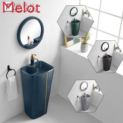 Column basin one floor-to-ceiling toilet washbasin European-style light luxury washbasin basin column basin column washbasin
