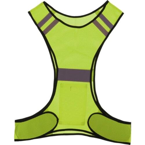Unisex Running Safety Vest Adjustable Reflective Gear High Visibility Strip with Pocket for Outdoor Sports-2 Colors Available