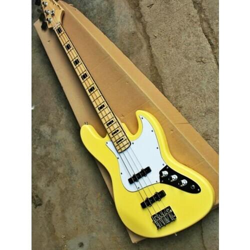 Top quality FDJB-5007 yellow color solid basswood body rosewood fretboard 4 strings Jazz Bass electric guitar, Free shipping