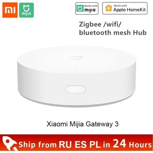 Xiaomi Smart Multifunctional Gateway 3 Bluetooth Zigbee WiFi Remote Control RGB Radio Home Security Device Support Apple Homekit