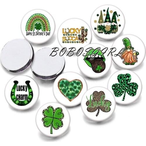 LUCKY Clover Green 12mm/18mm/20mm/25mm/30mm Round Glass Cabochon Flat Back Making Findings P6280