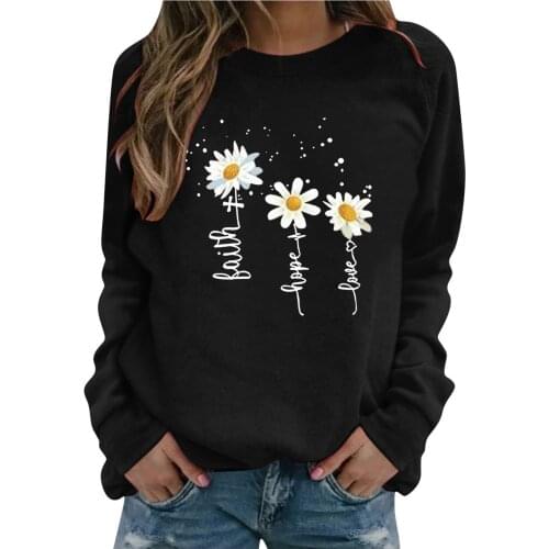 Ladies Classic Flowers Printed Tshirts Autumn Casual Loose Tshirt Comfy O Collared Graphic Tee Leisure Long Sleeve Pullover Топ