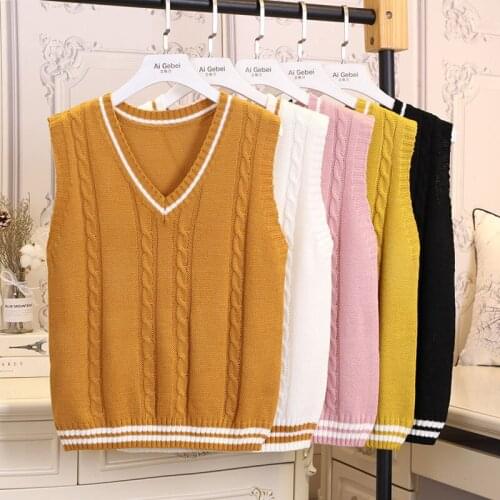 Autumn and winter fashion new loose 2021 all-match pullover sweater knitted v-neck vest women casual sleeveless striped top