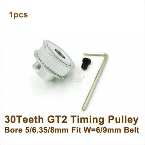 1pcs 30 Teeth 2GT Timing Pulley Bore 5/6.35/8mm Fit 2GT Timing Belt Width 6mm 9mm 2GT Belt 30T 30Teeth GT2 Pulley For 3D printer
