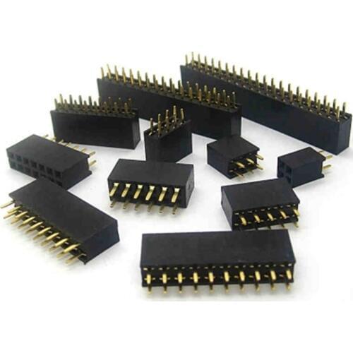 10pcs 2.54mm Double Row Pin Female Header Socket Pitch 2.54mm 2*2p 3p 4p 5p 6p 8p 10p 12p 40p Pin Connector
