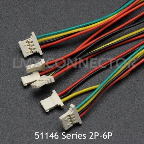 10PCS MX1.25 51146 Cable Wire Connector 1.25mm Ultra-thin Type 150mm 2P 3P 4P 5P 6P LCD Cable