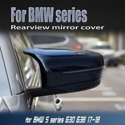 2pcs High Quality Painted Replacement Glossy Black M Style for BMW 5 Series G30 G38 17-18 LHD Rearview Mirror Cover Caps