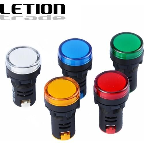 20PCS/box AD16-22DS 22mm Panel Mount LED Power Indicator Pilot Signal Light Lamp 12V 24V 220V Free Shipping