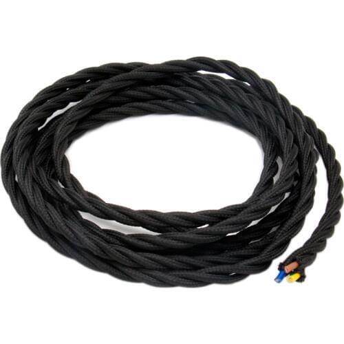 3m 5m 10m 3 Core Vintage Twisted Cable Fabric Braided Covered Light Cords Electrical Wire