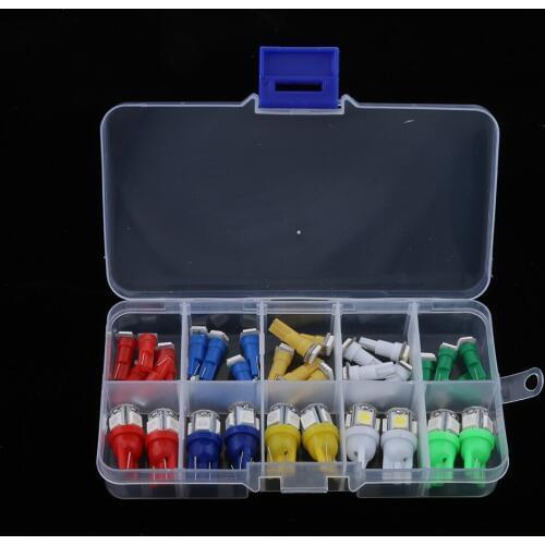 40pcs T5+T10 LED Car Instrument Panel Dashboard Dash Gauge Light Bulb 12V