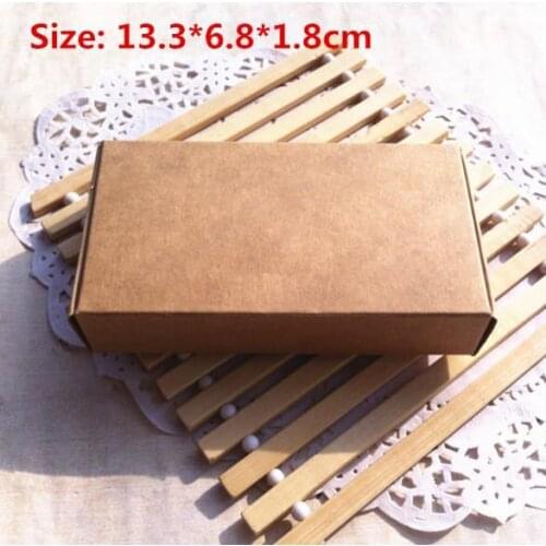 50pcs/lot-13.3*6.8*1.8cm Blank Brown Carton Kraft Box, Gift Packing Boxes, Soap Packaging, Storage Item Aircraft box
