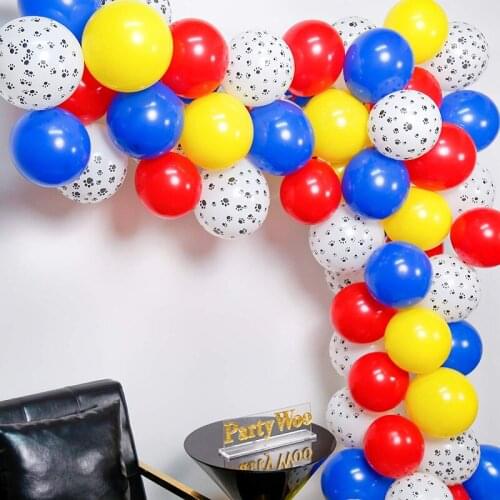 84pcs Animal Pet Dog Paw Print Latex Balloons Happy Birthday Party Decorations Kids Toys Arch Garland Air Globos Red Blue Balls
