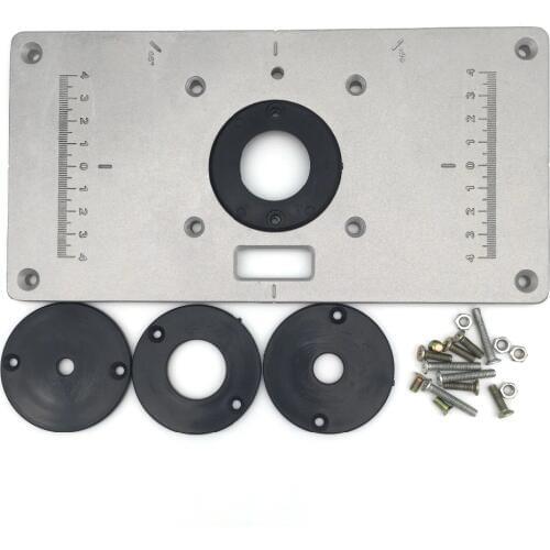 Aluminum Router Table Insert Plate Wood Router Table with 4pcs Insert Rings for Woodworking Benches Wood Trimmer Plate