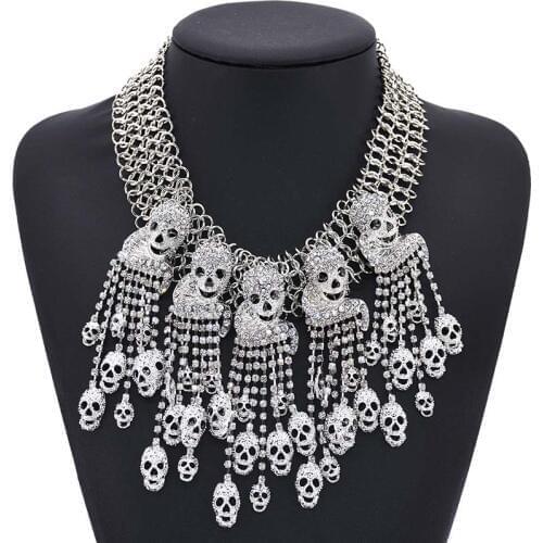 Free Shipping Rhinstone CZ Skull Collar Necklace
